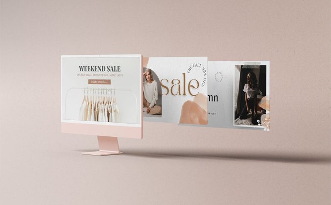 一套电脑屏幕样机PSD素材