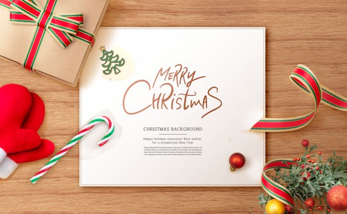 圣诞节主题礼品卡片PSD素材