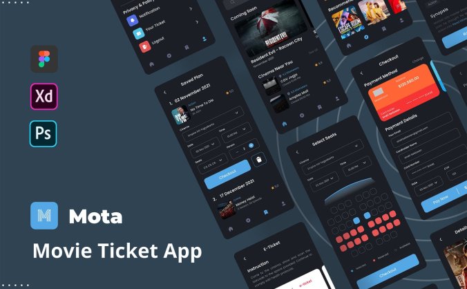 10个电影票APP UI模板(PSD,XD,FIG)