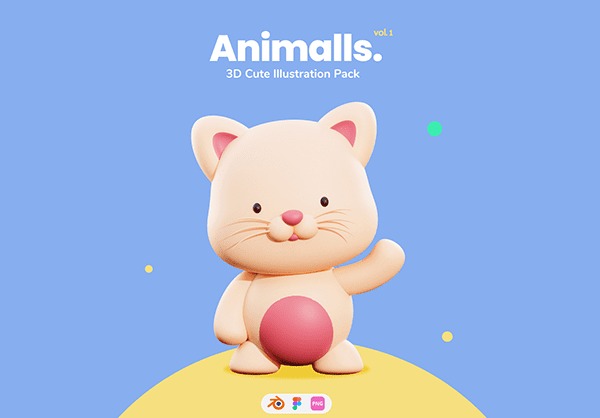 10个卡通IP角色，50种姿势可爱3D动物Blender素材