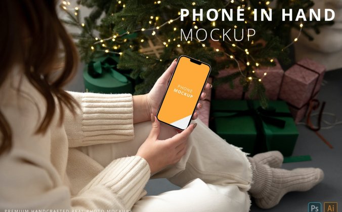 iPhone 13 Pro Max圣诞节主题样机素材