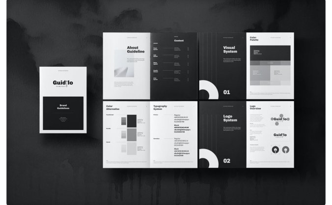 黑白商务稳重风格画册宣传册VI手册设计模板