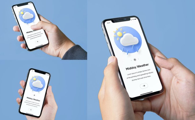 逼真手持Iphone X屏幕真实效果样机PSD素材