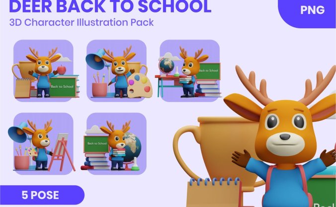 可爱的小鹿3D素材