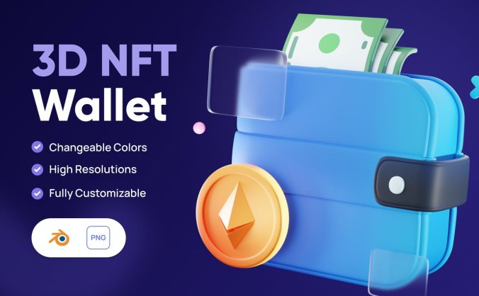 适用于NFT和货币行业相关的3D立体图标