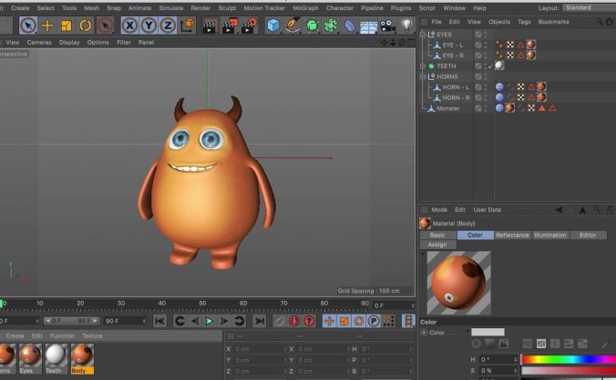 C4D 创作快乐怪物共享3D角色创作教程