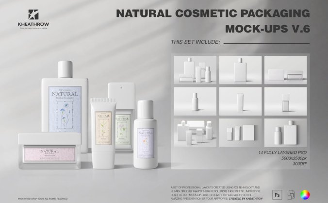 高品质逼真化妆品包装设计VI样机PSD文件