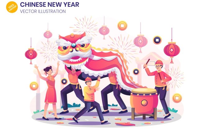 4个高品中国风春节新年banner插画海报矢量文件