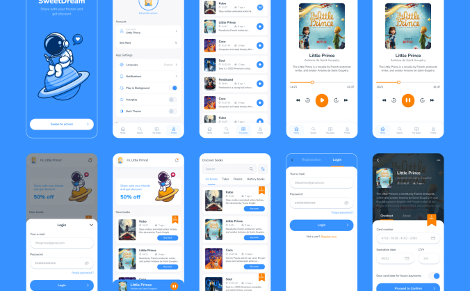 42个有声书和电子书应用相关的APP UI Kit界面
