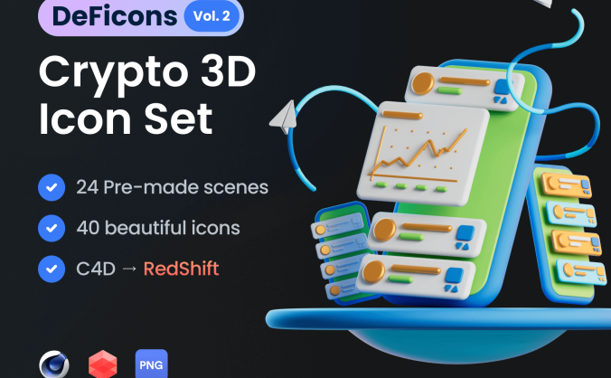 40个漂亮的卡通风格C4D图标