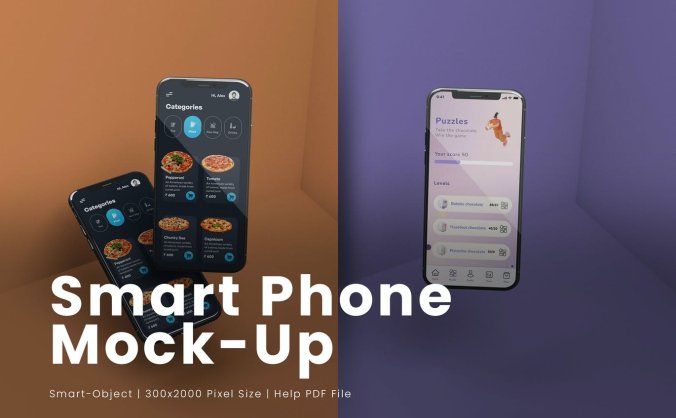 一套效果逼真的智能手机PSD样机