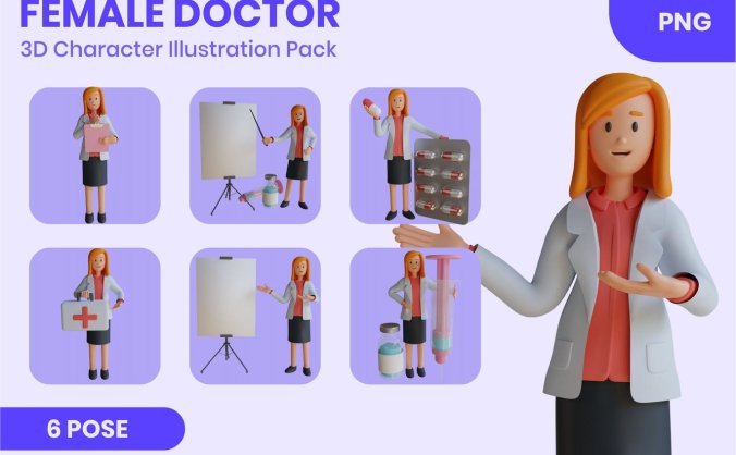 女性3D医生角色素材