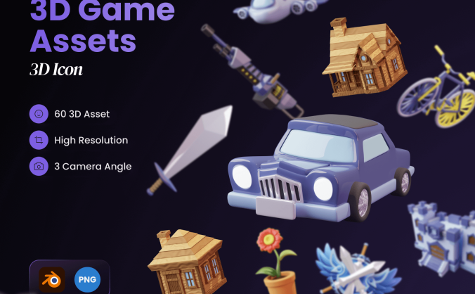 60个史诗级风格绚丽游戏主题3D模型（Blender）