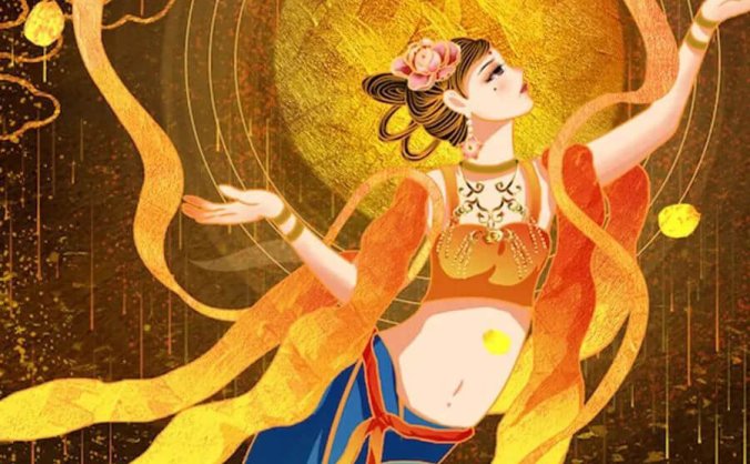 想做绝美敦煌壁画设计？这里有敦煌插画PSD源文件和岩彩质感笔刷！