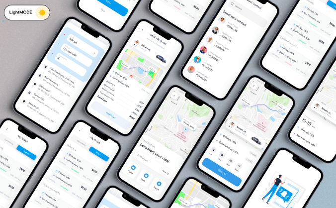 80+带插画出行拼车应用APP UI界面
