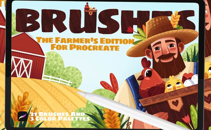 适用于农场主题的绘画Procreate笔刷素材