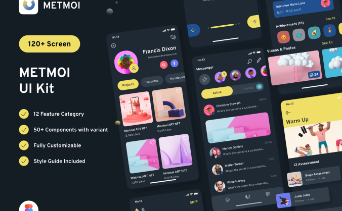 一套适合多领域的超酷暗黑风格APP UI界面