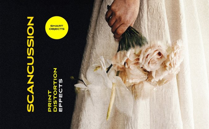 一键生成逼真质感打印失真效果PSD样式