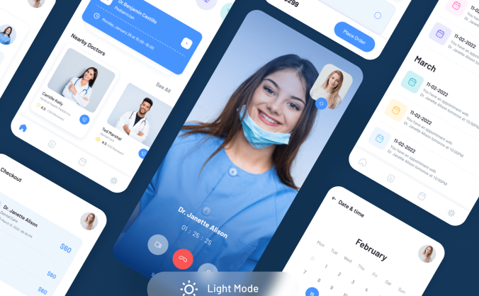 80个蓝色医疗主题APP UI界面