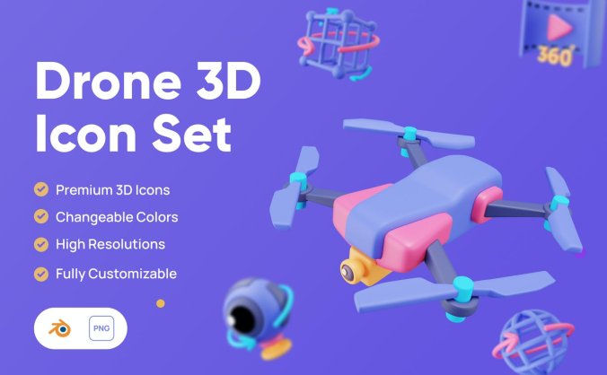 无人机主题3D图标素材