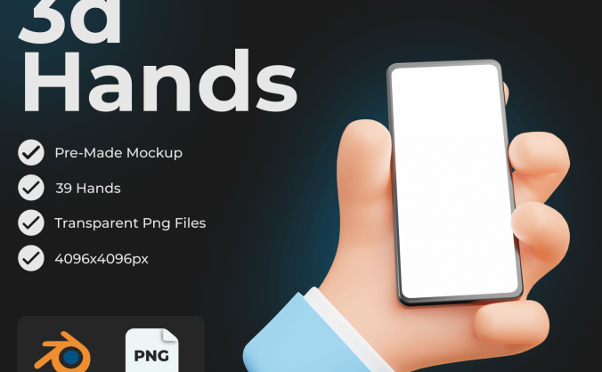 39个蓝色带骨骼3D卡通手势Blender模型