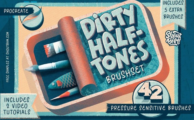 肮脏半色调Procreate笔刷素材包