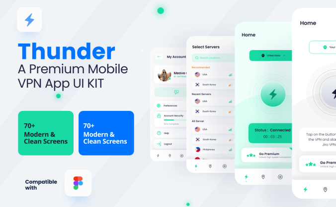 70个绿色高端VPN主题APP UI界面