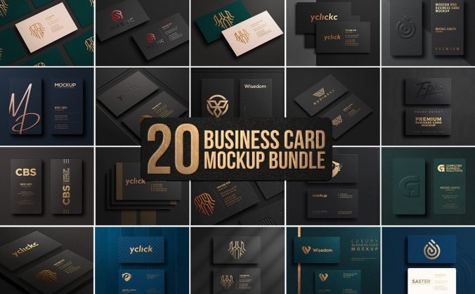 黑金高端金箔名片品牌设计PSD样机模型