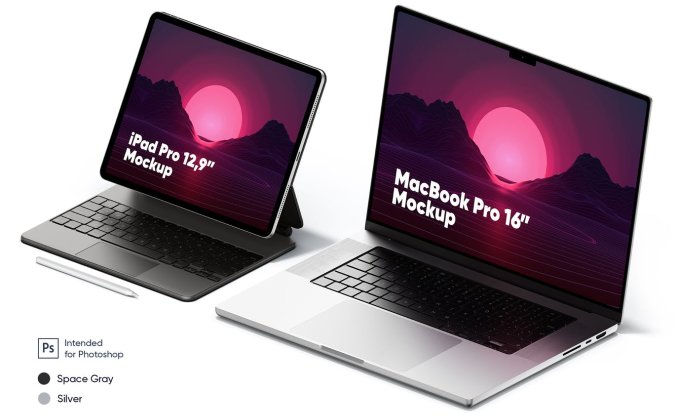MacBook Pro和 iPad Pro场景PSD样机