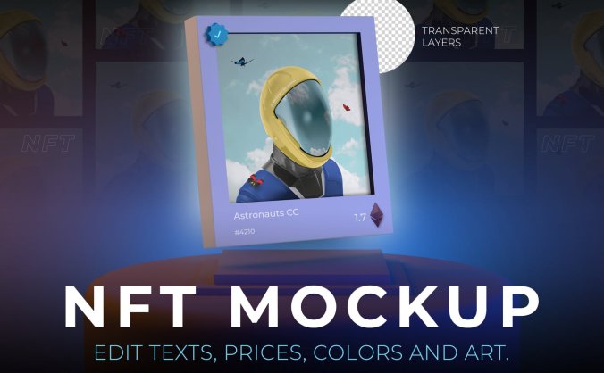 NFT工作室场景卡片作品样机PSD素材