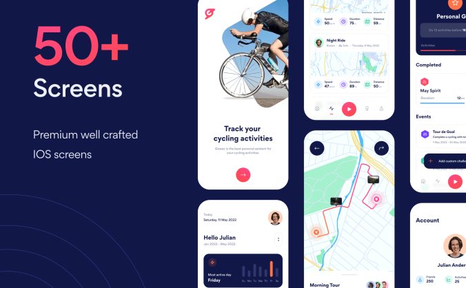 50多个自行车运动类APP UI界面