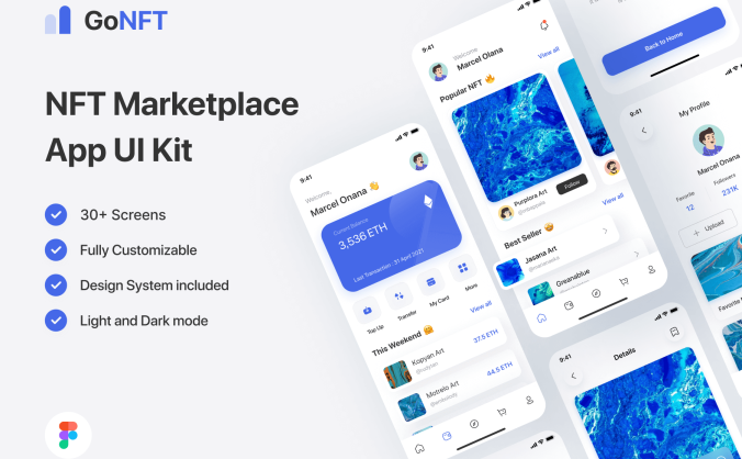 30多个紫色NFT市场移动APP UI界面