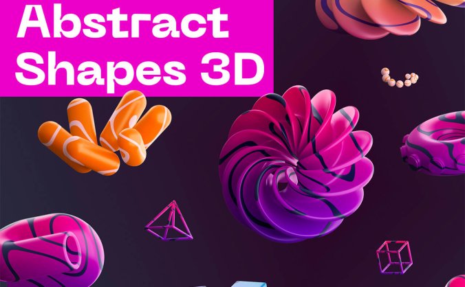 32个用于网站、APP和平面视觉的抽象3D插图