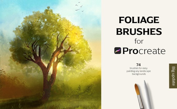 Procreate动漫风写意动植物主题笔刷素材包