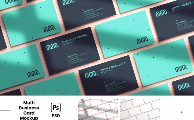 阴影等距视图名片样机PSD模板