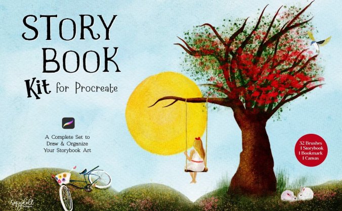 适合于儿童故事插画Procreate笔刷素材