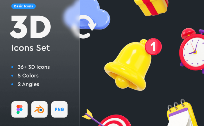 36个质感满满的3D图标素材包