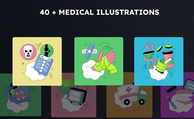 40个医疗保健医疗业务相关时尚插图素材