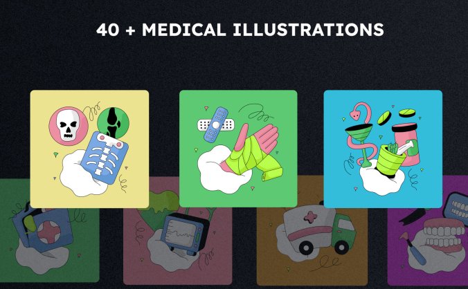 40个医疗保健医疗业务相关时尚插图素材
