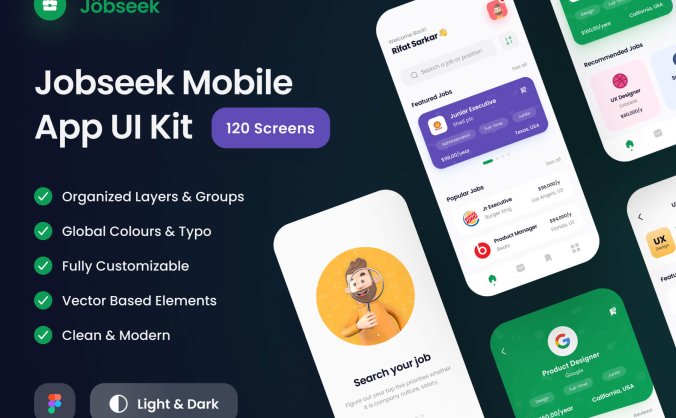 120个适用于求职招聘APP UI kit界面素材包