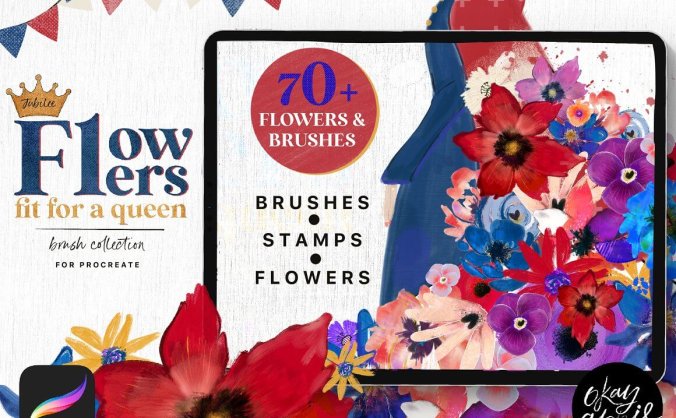 抽象花卉叶子形状Procreate笔刷