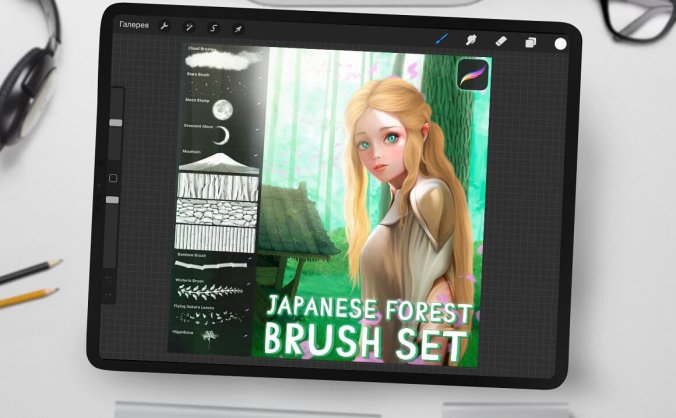 日本森林动漫元素Procreate笔刷素材包