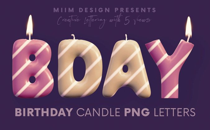 字母数字3D生日蜡烛图片素材
