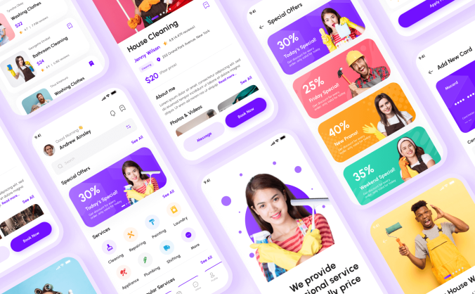 230个家庭服务和家务主题APP UI Kit界面