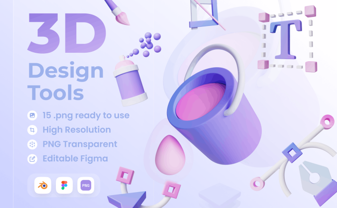 15个紫色设计工具主题Blend图标模型素材