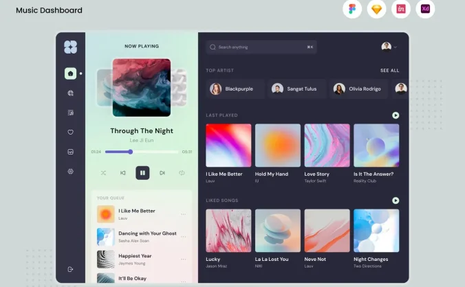 黑色酷炫音乐主题WEB网页模版素材