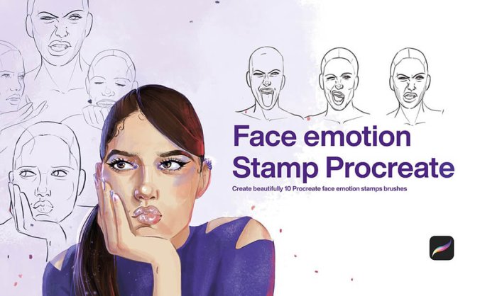 10个面部表情Procreate笔刷素材
