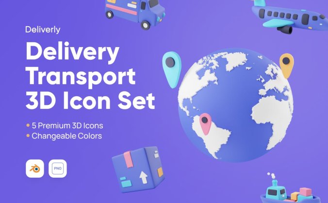 物流物流主题3D图标模型素材(Blender)