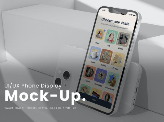 纯色场景UI/UX展示iPhone手机PSD样机