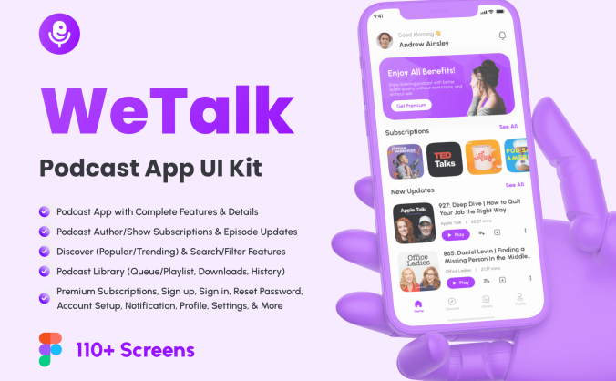 100+紫色音乐主题APP UI界面素材包